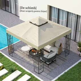 Outsunny Înveliș de Înlocuire pentru Pergolă de Grădină cu Două Niveluri și Orificii de Drenaj, 300x300 cm, Alb Crem | Aosom Romania