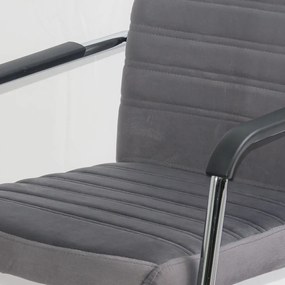 Scaun vizitator gri OFF 833V din catifea si cadru cromat