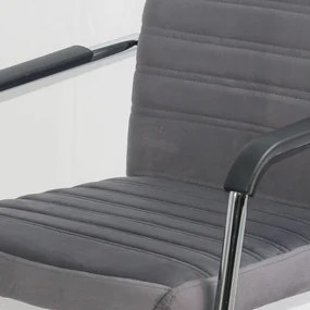 Scaun vizitator gri OFF 833V din catifea si cadru cromat