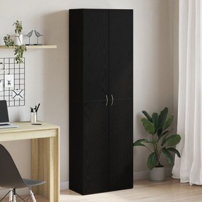 vidaXL Dulap de birou Negru Stejar 60 x 32 x 190 cm, făcut din lemn stratificat.