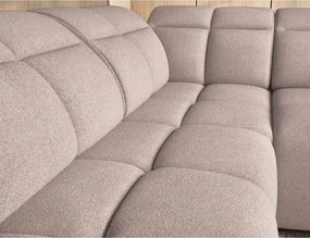 Colțar maro deschis extensibil/cu spațiu de depozitare cu tapițerie din țesătură bouclé (cu colț pe partea stângă/în formă de ”L”) Falconn – ELTAP