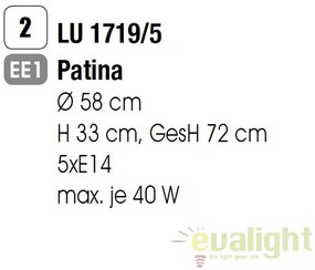 Candelabru stil clasic cu 5 brate Calla LU 1719/5 Patina OR