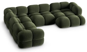 Colțar verde cu tapițerie din catifea (cu colț pe partea stângă/în formă de "U") Loretto – Cosmopolitan Design