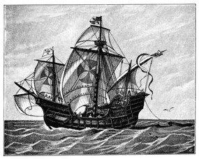 Ilustrație Sea Ship Santa María of Christopher, mikroman6