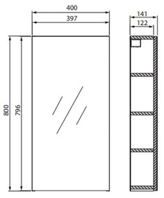 Dulap suspendat cu oglinda Cersanit City, 40 cm, alb 400 mm