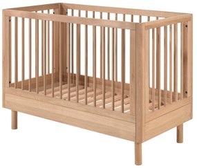 Pătuț în culoare naturală din lemn de stejar cu înălțime reglabilă 60x120 cm Forrest – Vipack