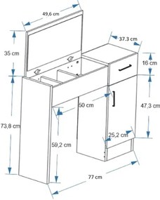 Măsuță de toaletă INCI 108,8x77 cm pin atlantic/alb