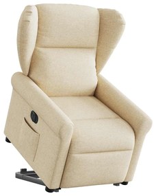 vidaXL Fotoliu electric rabatabil cu ridicare, crem, textil
