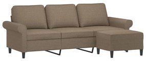Canapea cu 3 locuri si taburet, taupe, 180 cm, material textil Gri taupe, 212 x 77 x 80 cm