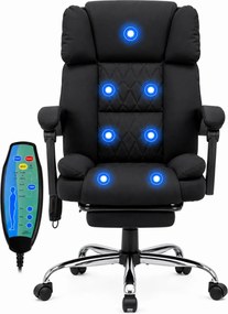 PRESTIGE FABRIC OC-514 PRO – Scaun Directorial Tapițerie Premium Dublu Strat Anti-Zgâriere, Masaj în 7 Puncte, Mecanism Multifuncțional, Suport Picioare, Bază Cromată, Negru