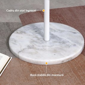 HOMCOM Cuier Înalt cu 8 Cârlige și Bază Rotundă, Cuier de Podea din Oțel și Marmură, 35x35x170 cm, Alb | Aosom Romania