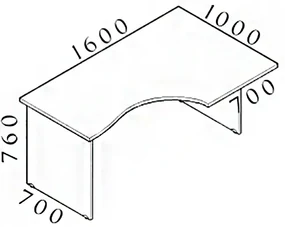 Masa ergonomica Visio 160 x 100 cm, dreapta, paltin