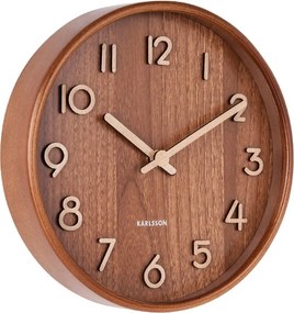 Ceas de perete din lemn de tei Karlsson Pure Small, maro, ø 22 cm