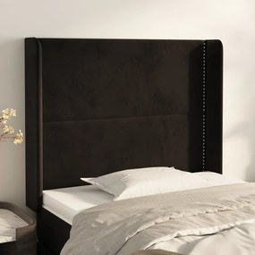 3119472 vidaXL Tăblie de pat cu aripioare, negru, 83x16x118/128 cm, catifea