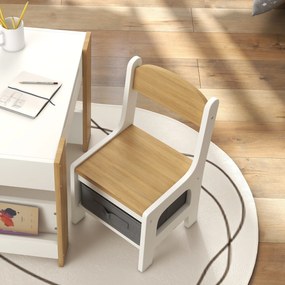 HOMCOM Set 3 piese masă și 2 scaune pentru copii cu blat reversibil, tablă neagră, coș de depozitare, rafturi | Aosom Romania