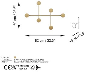 Cuier de perete auriu din metal Dama-A – Kalune Design