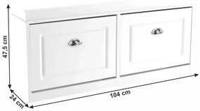 Pantofar cu 2 compartimente, suporturi duble, mdf pal alb,104x48x24 cm , Bortis Impex