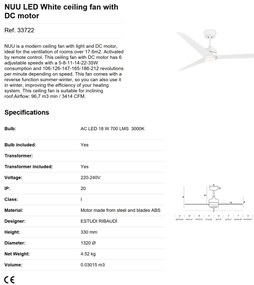Lustra LED cu Ventilator si telecomanda design modern NUU alb