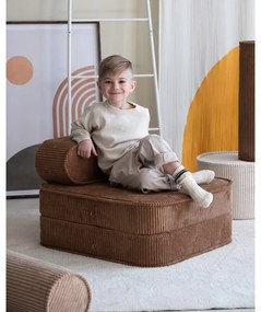 Fotoliu de copii maro cu tapițerie din catifea reiată Flip – Wigiwama