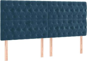 vidaXL Tăblie de pat albastru închis 200x7x118/128 cm catifea