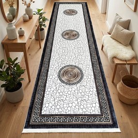 Traversa hol antiderapanta, 400 cm, model cu medalioane si chenar grecesc