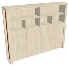 Dulap înalt pentru haine Verno+ S 260 x 46 x 210 cm, cu rafturi, salcâm / portocaliu