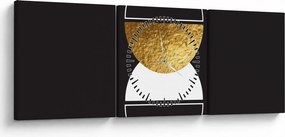 Tablou - Abstracție de aur și negru N⁰2 (cu ceas) (90x30 cm)