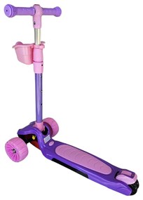 Trotineta copii cu roti luminoase din silicon NOVOKIDS™ Mini Scooter 6160, Cu melodii si lumini, 3 roti, Pliabila, Maner reglabil pe inaltime, Maxim