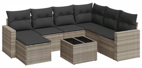 3251649 vidaXL Set mobilier de grădină cu perne, 8 piese gri deschis poliratan