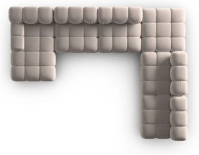 Colțar modular maro deschis cu tapițerie din catifea (cu colț pe partea dreaptă/în formă de "U") Bellis – Micadoni