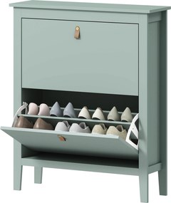 HOMCOM Pantofar cu 2 Sertare Rabatabile pentru 14 Perechi de Pantofi și Rafturi Reglabile, 80x24x95.5 cm, Verde | Aosom Romania