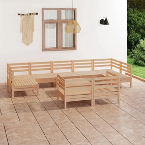 3083479 vidaXL Set mobilier de grădină, 10 piese, lemn masiv de pin