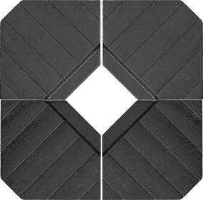 Outsunny Set de 4 Greutăţi pentru Umbrelă din HDPE cu Efect de Lemn, 80x80x13 cm, Negru | Aosom Romania