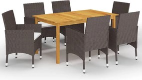 vidaXL Set mobilier de grădină, 7 piese, maro