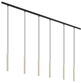Sistem modern de iluminat pe șine cu 6 pendule bej cu negru monofazat - Slimline Keno