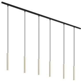 Sistem modern de iluminat pe șine cu 6 pendule bej cu negru monofazat - Slimline Keno