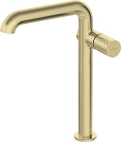 🚰 Baterie înaltă pentru chiuvetă SILIA HEXA, pipă dreptunghiulară – Finisaj auriu periat – Cod BHS_R24K