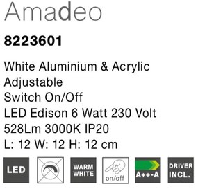 Aplica perete LED directionabila design modern Amadeo alba NVL-8223601