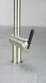 Baterie pentru chiuveta bucatarie, otel, cap mixer, 2 tipuri de jet, dus extractabil, Deante Momi Otel