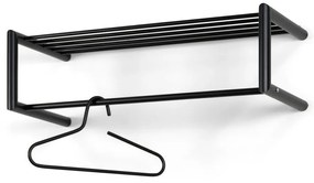 Cuier de perete negru cu raft din metal 80 cm Smooth – Spinder Design