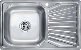 Chiuveta inox Inter Ceramic cu o cuva si picurator dreapta finisaj inox lucios 80x50 cm