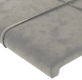 Cadru de pat cu tablie, gri deschis, 90x200 cm, catifea Gri deschis, 90 x 200 cm, Cu blocuri patrate