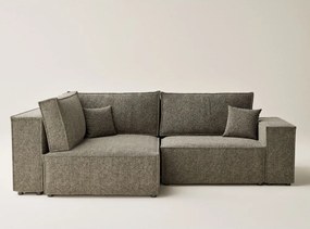 Colțar maro extensibil/cu spațiu de depozitare cu tapițerie din chenille (cu colț pe partea stângă/în formă de ”L”) Tonga – Maison de Rêve