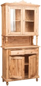 Vitrina, L107 43 H238 cm, 2 usi 2 sertare, lemn masiv