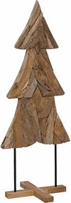 vidaXL Brad de Crăciun cu suport Maro 151 cm Lemn masiv de tec