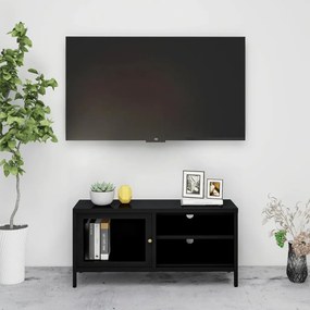 Dulap TV, negru, 90x30x44 cm, otel si sticla 1, Negru