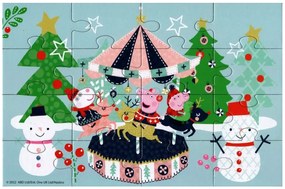 Puzzle pentru copii 4 in 1 PEPPA PIG cu om de zapada, 19x29 cm