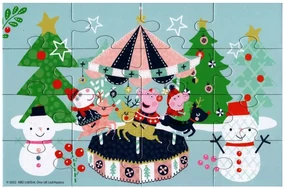 Puzzle pentru copii 4 in 1 PEPPA PIG cu om de zapada, 19x29 cm
