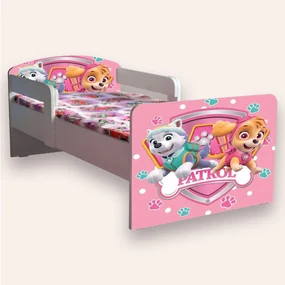 Patut copii de gradinita cu Paw Patrol pentru fete, paravane laterale Mic 2-6 ani 130x60 cm cu paravane laterale Fara saltea CMG51894299197780