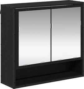 vidaXL Raft de perete cu raft Pe perete Stejar Negru 65 x 20 x 60 cm